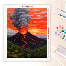 1pc Art, Volcano Eruption With Bright Red Lava And Dramatic Sky, For Beginners Paint By Numbers Kit, Stress Relief Creative Activity, For Home Wall Decoration Perfect Gift, Perfect For DIY Art Painting Beginners And Family Gatherings (Frameless). - 24色 - 查看 6