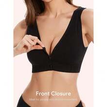 Angelhood Front Close Wireless Bras For Women, Smoothing Padded Bralette, Comfortable Snap Closing Bras, 4 Pack{"Color_name":"CharcoalBlack*2/NudeBeige/GainsboroGray","Size_name":"Large"} - 多色17 - 查看 6