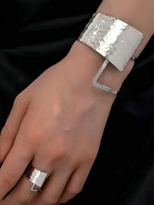 1 Set Of 3 Pcs Luxury Bohemian Necklace, Bracelet, Ring Stainless Steel Jewelry Set, Fashion Versatile High-End Jewelry Suitable For Women, Couples, Banquet, Party, Daily Wear - Yellow Gold - View 10