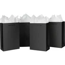 10 Pcs Luxury Black Gift Bags With Tissue Paper For Men Groomsmen Proposal 20x10x28cm Kraft Paper Bags With Handles Bulk