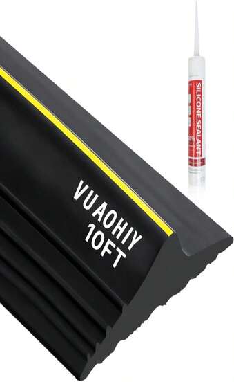 VUAOHIY Universal Garage Door Bottom Threshold Seal Rubber Strip With Adhesives, DIY Weatherproof Weather Stripping Replacement (10FT, Gray)
