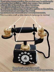 1pc Classic Retro Decorative Telephone, Nostalgic Antique Landline Phone, Home/Office Decor, Photography Prop, Unique Gift For Valentine's Day, Thanksgiving, Housewarming - Black - View 12