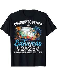 Bahamas Cruise 2025 Vacation Breathable Fabric Oversize Basic Versatile Everyday Use - Preto - Ver 1