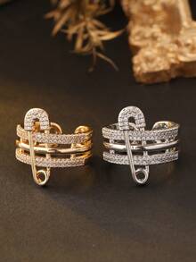 1 Stück 925 Silber beschichteter blattförmiger verstellbarer offener Ring mit kubischem Zirkonia, minimalistisches multifunktionales Accessoire, geeignet für Verlobung, Hochzeit, Neujahr/Valentinstag/Hochzeitsgeschenk, Saudi-Nationalfeiertag Geschenk, Saudi-Werbekatalog, Geschenk für Freundin, Damenschmuck