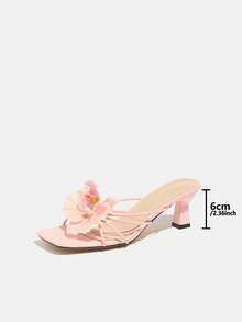 女士高跟鞋，适合春季、夏季、秋季夜晚、派对、户外活动、时尚、优雅、宴会、电镀粉色小猫跟中跟方头、闪亮交叉带、兰花装饰、高端材质、一脚蹬、性感、奢华、浅粉色、适合通勤、搭配秋季女装、凉鞋 - 淺粉色 - 查看 4