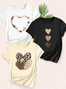 Kit 3 Women's T-Shirts Blouse 100% Cotton Spring New 2025 Print - 米色/黑色/白色 - 查看 7