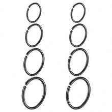 8Pcs Stainless Steel Hoop Nose Ring Cartilage Earrings Set For Women And Men Dia 6-12mm