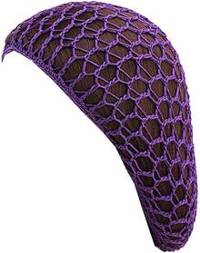 Women Soft Rayon Snood Hat Hair Net Crocheted Hair Net Mix Colorshalloween - Fw-12-紫色 - View 12