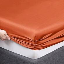 Silky Soft Pink Twin XL Satin Bed Sheets Set, 1 Deep Pocket Fitted Sheet + 1 Flat Sheet + 1 Pillowcase,  In 2025 - 亮橙色 - 查看 6