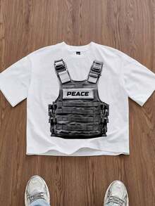 Manfinity Unisex Men's White Boxy Cropped T-Shirt, Summer, Couple Things - 白色 - 查看 6