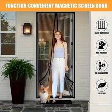 80 X 200 Cm Magnetic Screen Door, High Strength Mesh, Strong Magnets And Full Frame Hook And Loop, Self-Closing Curtain, No Drilling Required, Easy Installation, Black