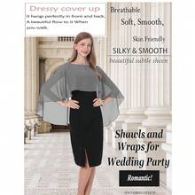 Baoqiya Women's Capelet Shawls And Wraps For Evening Dresses Soft Bridesmaid Shawl Chiffon Cape Wedding Cover Up{"Color_name":"DarkGrey"} - 深灰色 - 查看 4