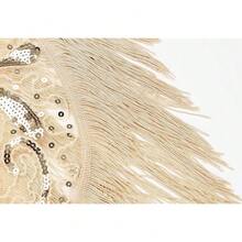 1920s Shawl Wraps Sequin Beaded Evening Cape For Gatsby Party Bridal Shawl Women Evening Cape Flapper Cover Up{"Color_name":"BeigeGold"} - 米金色 - 查看 7