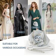Pahajim Women's Clutches Evening Bag Elegant Floral Shoulder Bag Small Bridal Bag For Wedding Party Date - 白色 - 查看 5