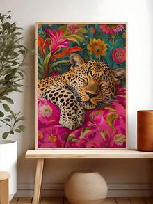 1pc Vintage Walking Tiger Wall Art Black And White Tropical Animals Canvas Print Minimalist Exotic Wall Art, Funny Tiger In Bathtub Wall Art, Sleeping Leopard Colorful Wall Art,Bedroom Decor, Living Room Decor, Office Decor, Bathroom Decor,Wall Arts, Wall Decor, Home Decor, Room Decor, Canvas Wall Art, Posters, Wall Art With Frame, Optional Frame ﻿ - Multicolor - View 14