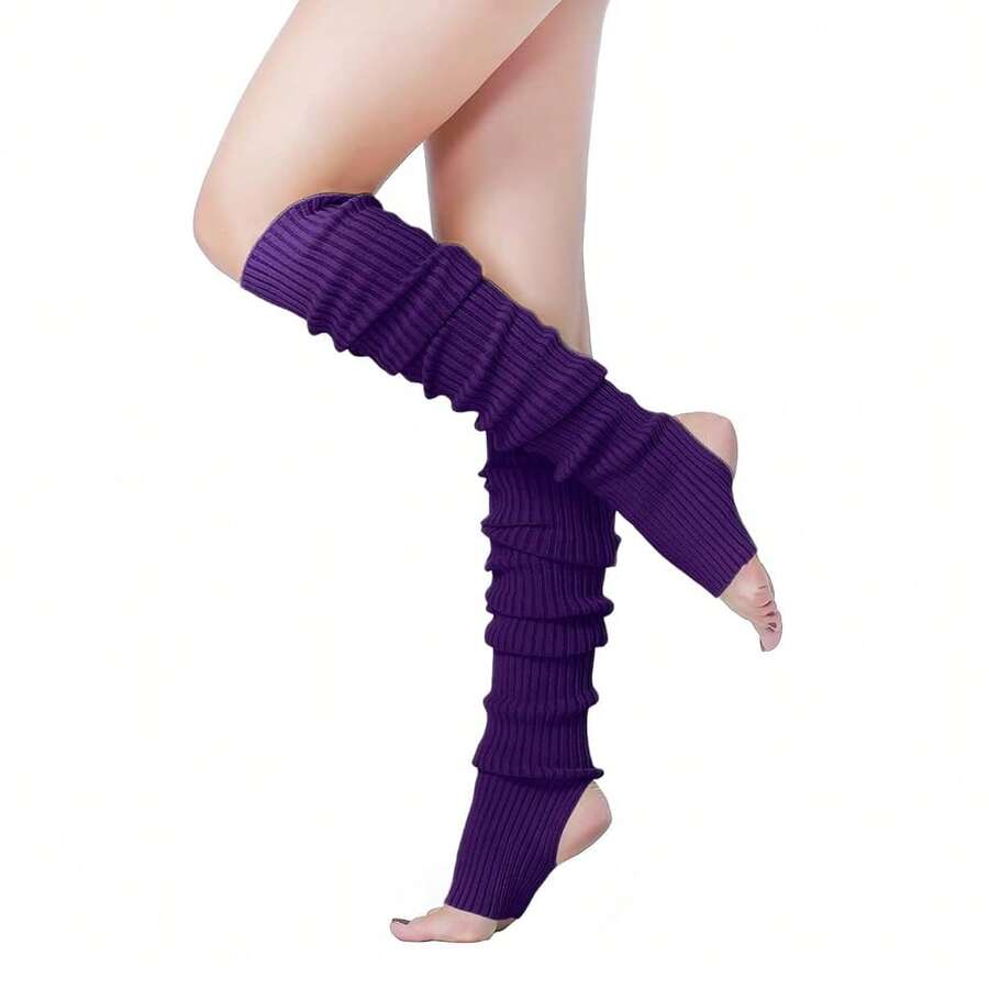 V28 Long Leg Warmer, Women's Men 80s Party Ribbed Knit Dance Sports{"Color_name":"Hole71-Bripurple"} - 多色1 - 查看 1