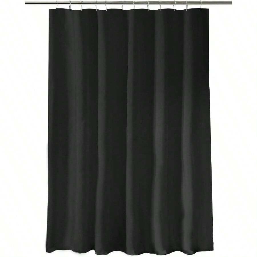 Heavy Shower Curtain Liner, 12 Rust Resistant Metal Grommets, 3 Weighted Magnet Hem, Black