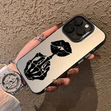 Compatible With IPhone 17 Pro Max 16 Plus 15 14 13 12 11 Air E Skull Hand Lip Tattoo Durable Shockproof Anti-Scratch PC Protective Case - màu đen - Xem 6