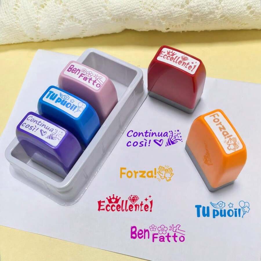 Italian Encouragement Stamps, Teacher Praise Stamps, Common And Popular Italian Words Of Encouragement, Full Of Positive Energy, Natural To Use When Teaching Or Motivating Others, Can Convey Warmth And Effectively Stimulate The Other Party's Motivation, Teaching Stamps - 5 Trumpets Italian - View 1