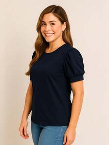 Women's Princess Puff Sleeve Blouse - 藏蓝色 - 查看 2