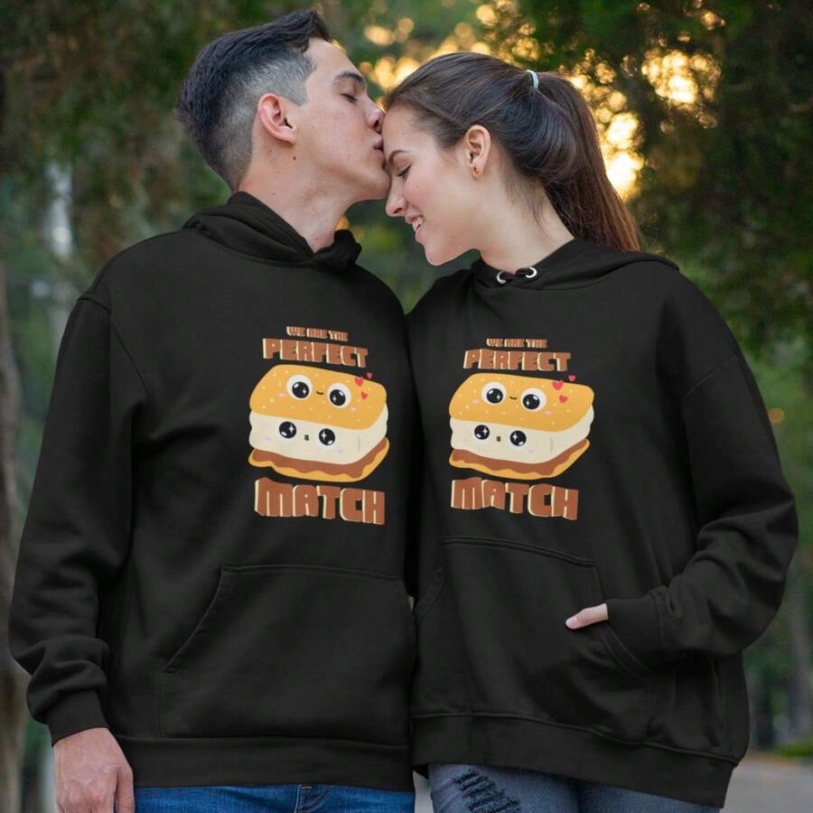 Sudadera para Parejas en Duo Diseño Impreso de Perfect Match Hoodies para Novios