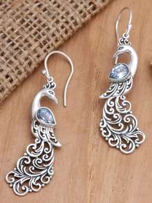 Elegant Animal Dangle Earrings, Vintage Bird Dangle Earrings, Peacock Feather Wing Dangle Earrings, Fashionable Animal Jewelry For Women