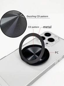 1pc Metal Phone Holder Sticker, Slim & Elegant 360° Rotating Invisible Desktop Stand, Suitable For Any Phone Case, Convenient For Watching Videos And Sports - Multicolor - View 7