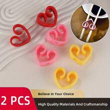 2 件心形筷子训练助手 - 轻质铸铁，初学者轻松拿起食物，适合中式和日式寿司用餐，筷子初学者助手 | 有趣的设计 | 耐用的筷子架 - 彩色 - 查看 3