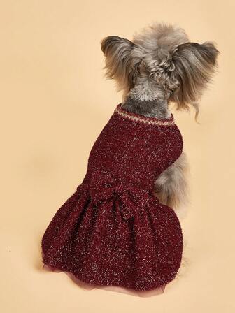 1 pieza Vestido de boda para mascotas, vestido con falda de doble capa minimalista, cierre de gancho y bucle para perros, vestido de boda/fiesta