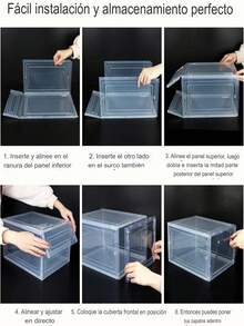 Caja  Apilable Transparentes Para Zapatos Caja Organizadora -caja organizadora de clóset, fácil de poner en el montaje, cajas de zapatos de plástico transparente apilables, cajones para exhibición de tenis - Azul - Ver 6