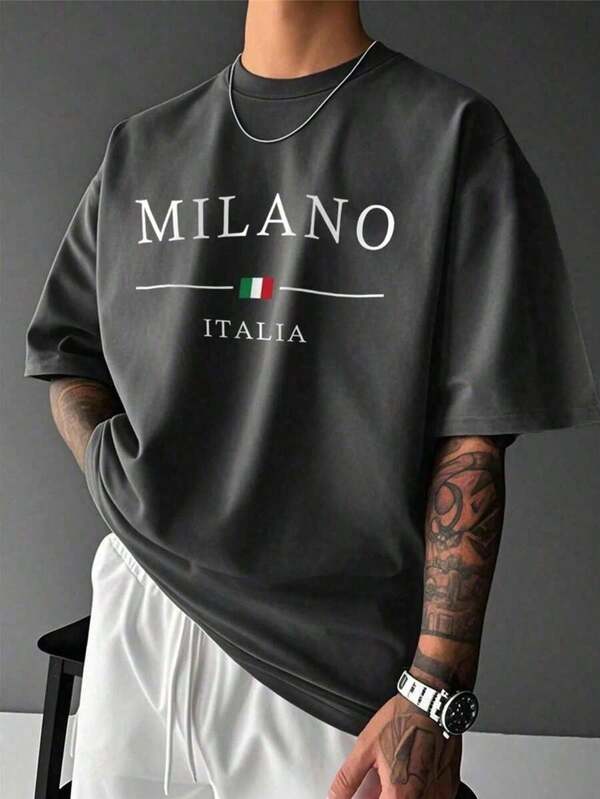 Camiseta Streetwear Masculina Gráfica Minimalista Milano Italia Plus Size Cidade 100% Algodão