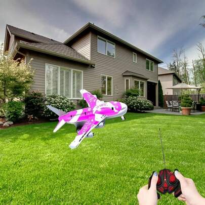 Avión Teledirigido RC Plane Aero con Luces Control Recargable, Auto Avion con Control Remoto RC y luz