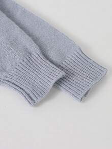 1 chiếc áo khoác cardigan dệt kim tay dài, cổ tròn, màu trơn, dáng rộng, chất liệu dày dặn, thích hợp mặc ngoài trời cho nữ tuổi teen, mùa thu/đông. - Xám - Xem 8