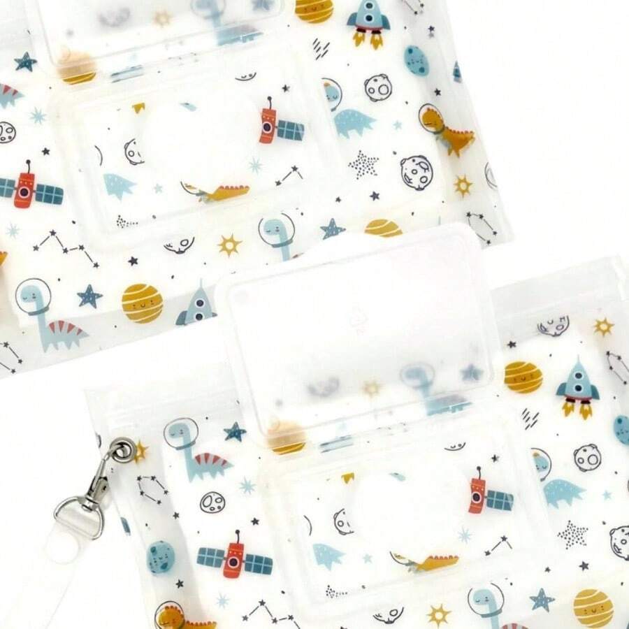 - Bolsa de toallitas hmedas porttil y recargable, soporte y contenedor de toallitas reutilizables para beb, amor floral, 2 unidades - Dinosaurios Space Love + Tamaño regular - Ver 1