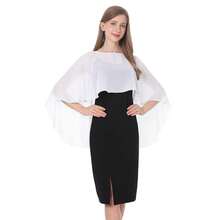 Baoqiya Women's Capelet Shawls And Wraps For Evening Dresses Soft Bridesmaid Shawl Chiffon Cape Wedding Cover Up{"Color_name":"Ivory"} - Ivory - 查看 4