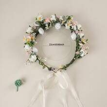 1pc Women's Elegant Floral Daisy Boho Polyester Headband, Suitable For Spring, Summer, Autumn And Winter Women Scarf Hair Accessories Warm Hair Bands Women Bandanas