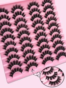 New 20 Pairs Russian Curl Fluffy Wispy Full Strip Lashes - D Curl Faux Mink Lashes For Long-Lasting, Natural-Looking Eyelashes
