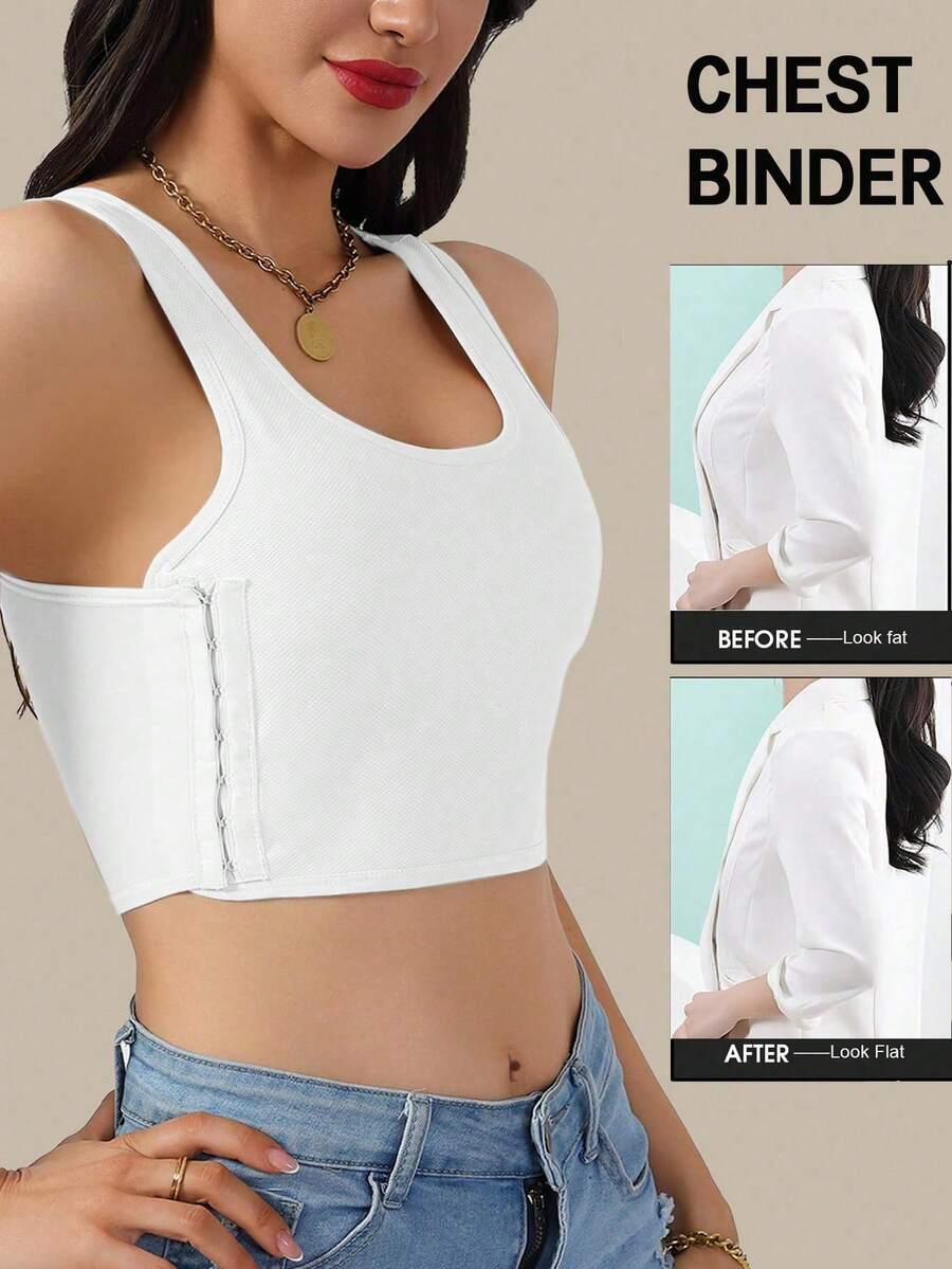 1pc Wireless Chest Binder For Women, Chest Shaping Breathable Seamless Bra Inner Wear, Summer - White - View 1