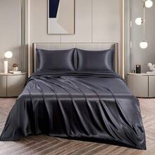 Silky Soft Pink Twin XL Satin Bed Sheets Set, 1 Deep Pocket Fitted Sheet + 1 Flat Sheet + 1 Pillowcase,  In 2025 - 黑色 - 查看 4