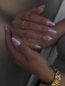 10片珠光/全息3D立体浮雕花朵美甲贴纸，手工制作，全覆盖，优雅可爱时尚美甲贴花，适合女性和女孩日常及派对美甲，美甲用品 - 彩色 - 查看 8