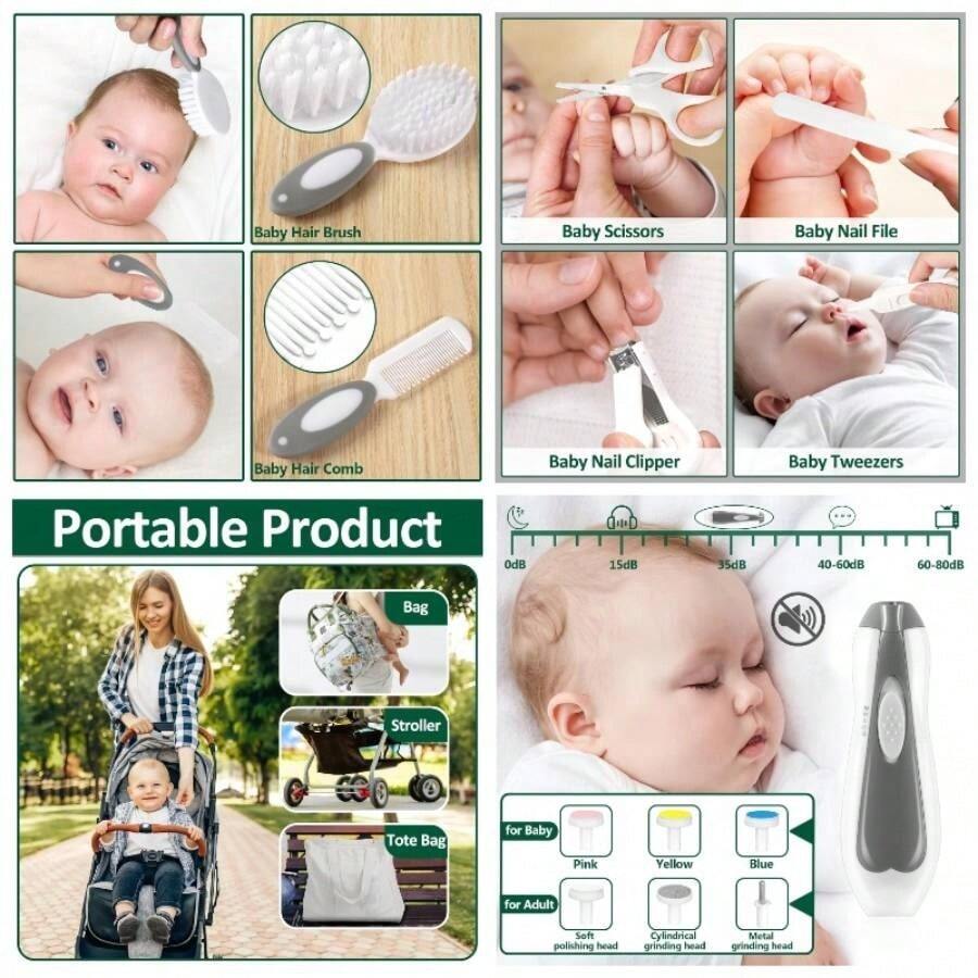 Healthcare And Grooming Kit, 24PCS Upgraded Safety Care Kit, Nursery Care Set, Care White - GREY WHITE-31 - View 1
