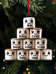 1 pièce Ornement de Noël personnalisé en forme de guimauve pour la famille Ornement de Noël souvenir personnalisé avec nom Mignon couple de guimauves Ornement pour enfants, parents, grands-parents Décoration unique Cadeau de Noël 2025 pour la famille, les amis, les couples et les bien-aimés Décorations de Noël Décoration de chambre Décoration d'automne Décorations de Noël Maison Décoration d'automne Maison Décoration de Noël