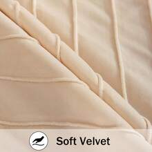Navy Blue Velvet Throw Pillow Covers 18 X 18 Inch Pack Of 2 With Gold Leather Decor For Couch, Luxury Modern Pillowcases For Living Room, Bedroom Sofa Cushion Bed - Cream White - 查看 4