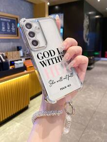 1pc Pearl Bracelet Mobile Phone Case, God Her Within Psalm ,Suitable For Samsung And Moto And Pixel Mobile Phones, Suitable For Samsung A14 A15 A16 A25 A26 A34 A35 A36 A53 A54 A55 A56 S22 S23 S24 S25 Plus Ultra Fe Edge And Moto G10 G13 G15 G32 G33 G35 And  Pixel 3A 4A 5A Mobile Phone Case - 無色 - 查看 2