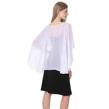 Baoqiya Women's Capelet Shawls And Wraps For Evening Dresses Soft Bridesmaid Shawl Chiffon Cape Wedding Cover Up{"Color_name":"White"} - 白色的 - 查看 6