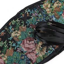 SHYMMUO Women Floral Underbust Corset Belt Lacing Up Waist Trainer Corset Top For Renaissance Steampunk Pirate Costume{"Size_name":"Large","Color_name":"Black"} - 黑色大號 - 查看 7
