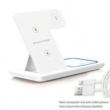 三合一无线充电站，无线充电支架，兼容 8-16系列，9/8/7/6/5/4/3/2/SE，适用于办公室、宿舍、家庭等多种场景。 - 白色 - 查看 11
