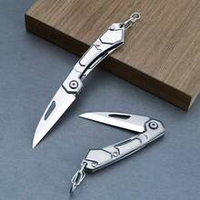 Stainless Steel Folding Knife Emergency Camping Trail High Resistance Fishing Hiking BW7330 - 銀色 - 查看 9