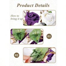 Purple Rose Boutonniere And Corsage Set 2 Pcs Artificial Flowers Wrist Corsage And Boutonniere Kit For Men Wedding Prom Party Anniversary Ceremony - 紫色 - 查看 7