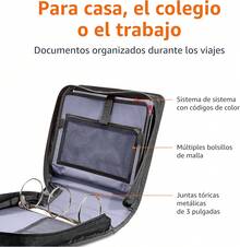 Basics - Carpeta duradera de 3 anillos con cierre, almacenamiento resistente para mantener los documentos organizados,.6, negro - Azul - Ver 3